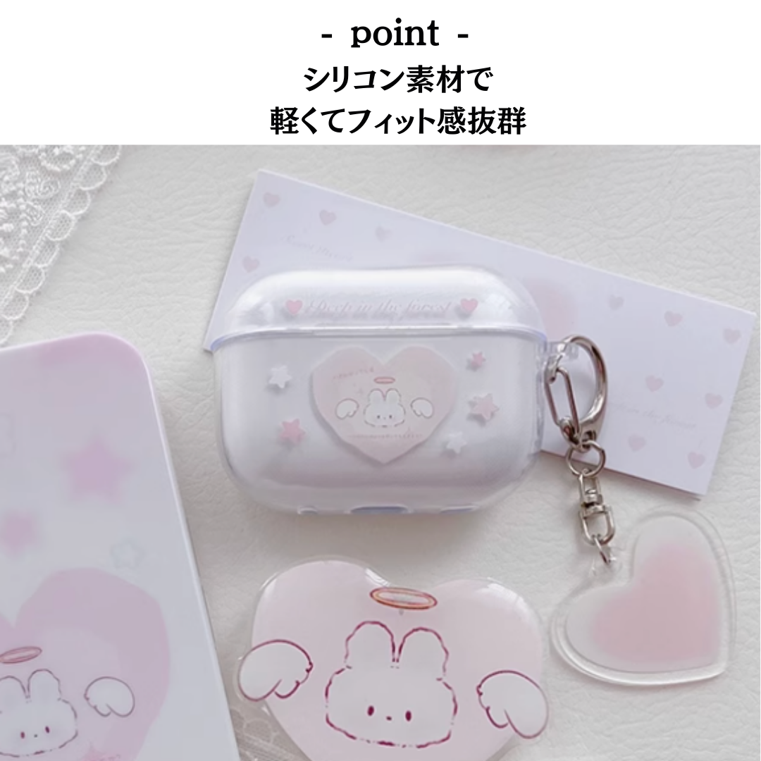 うさぎ パステル　AirPods/AirPodsproケース